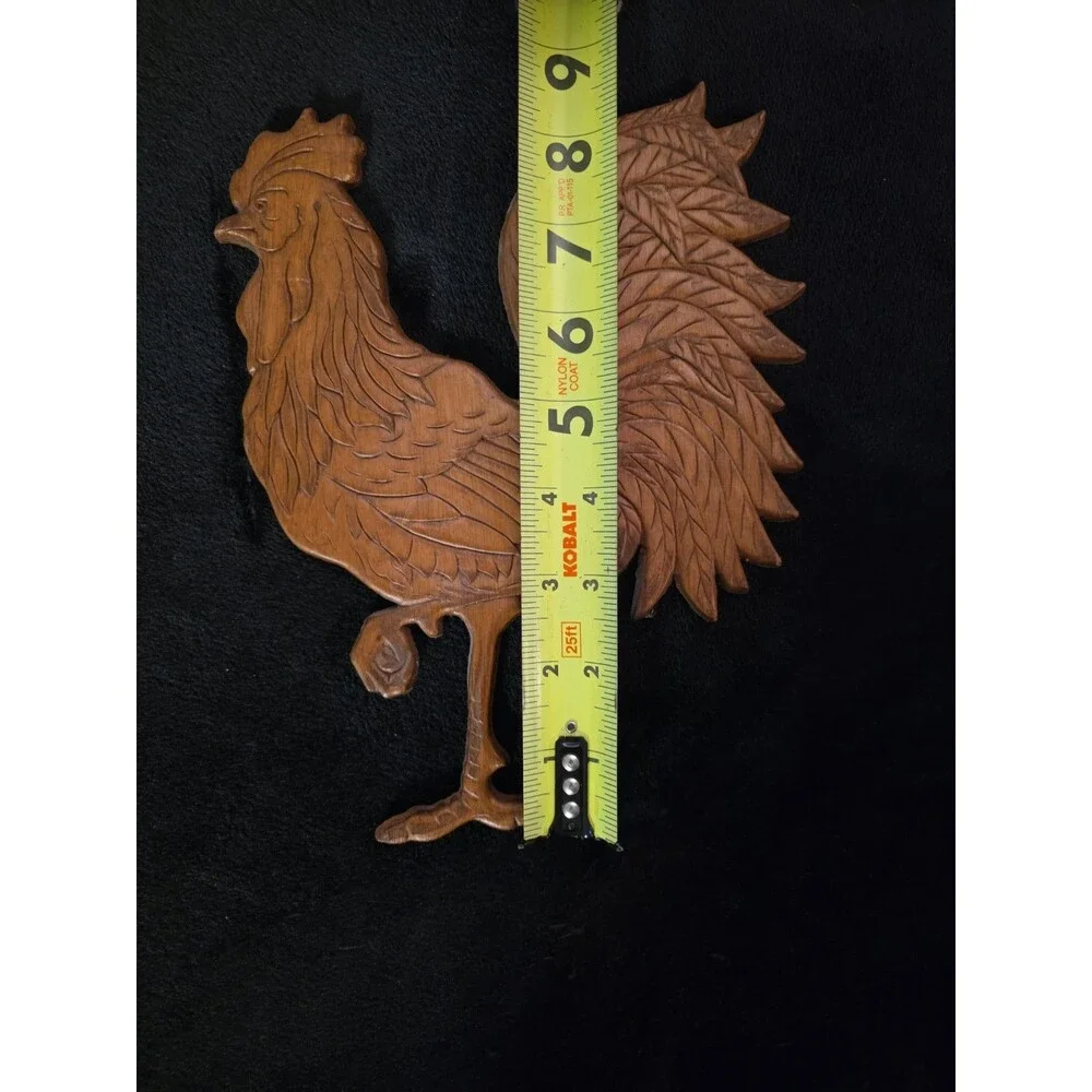 Vintage Wood  Hand Carved Rooster 8.5” Tall